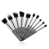 Mini Makeup Brushes Set for Travel - Synthetic, 10 Pieces, Black/Silver - default